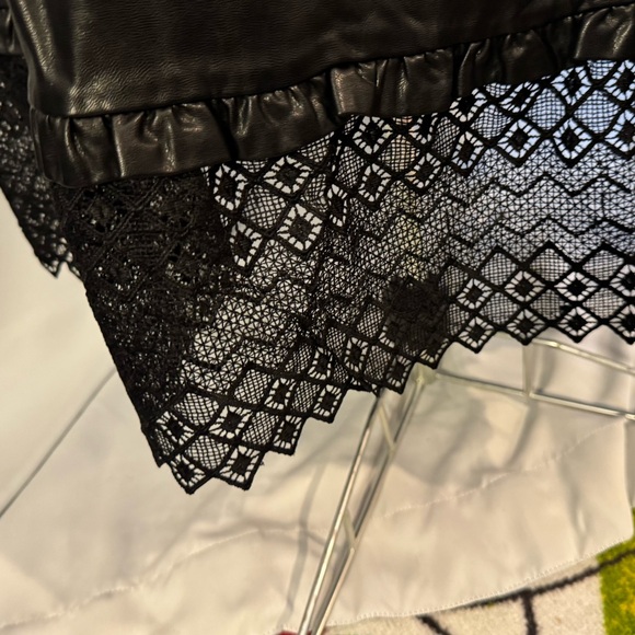 Eloquii Black Faux Leather Midi Dress with Lace Detail - Picture 3 of 6